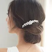 Brishow Pearl Crystal Hair Comb Preals Hair Pins Bridal Wedding Hair Accessories for Women and Girls (Silver)
