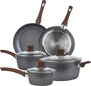 Clevinger Nonstick Pots and Pans Cookware Sets, 8PCS Coating Marble Frying Pans & Saucepans & Casserole Kitchen Cooking Sets, Compatible with All Stovetops, PFOA Free (8PCS Cookware Set)