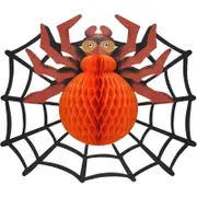 Spooky Orange Honeycomb Halloween Spider