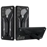 For Samsung Galaxy S21 FE (Fan Edition) Case Armour Tough Cover Kickstand Black
