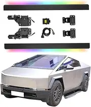 MOMOAU Electric Retractable Running Boards Compatible with 2020-2025 Tesla Cybertruck, Auto Deploy Steps with LED Lights for Trucks(Coloured Lights)