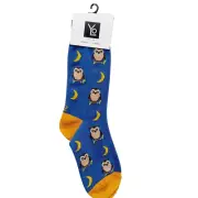 Yo Sox Socks Crew Women Boy Night Owl Moon Tree Blue Gold Nocturnal NWT NEW