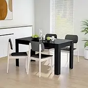 Dining Table Black Wood, 140x74.5x76 cm, Kitchen Room Furniture, Small Space Modern Dinner, Chairs Set, Comedor, Round Chair, Tables, DE Sillas