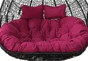 Double Egg Chair Cushion Replacement – Waterproof Outdoor Hanging Swing Seat Pad with Ties, Thick Rattan Hammock Cushion for 2 Seater (Purple)