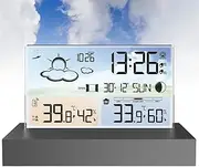 Digital Weather Station, Multifunctional Weather Forecast Electronic Alarm Clock, Wireless Digital Screen Meteorological Clock Weather Forecast Clock with Temperature Humidity Sensor