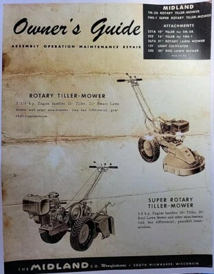Midland TM-2A TMS-1 Walk-Behind Tractor w/ Implements 251A Owner & Parts Manual