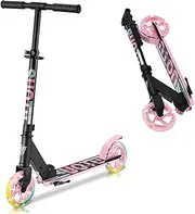 SUOTU Kick Scooter for Kids Ages 3-12, Foldable and Height Adjustable, Scooters for Boys and Girls with Light Up