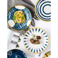 在飛比找ETMall東森購物網優惠-日式陶瓷盤網紅盤子創意菜盤家用手繪餐具北歐ins風西餐盤牛排