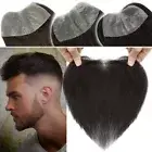 Forehead Hairline Men Toupee 100% Human Hair Piece Thin Skin Replacement Systems