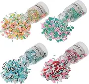 YYlingx 60g Polymer Clay Flatbacks Decor for DIY, Penguin Snowflake Rabbit Carrot Love Letter Moon Resin Flatbacks Slime Accessories