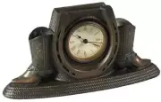 Clock AMERICAN WEST Lodge Cowboy Boots and Horseshoe Resin Quartz Movement