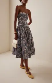 [House of Aama] Louise Cotton-Blend Jacquard Midi Dress