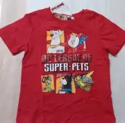 DC LEAGUE OF SUPERPETS Licensed short sleeve tee t shirt top red NEW sizes 3 , 4