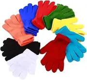 [FOMANN] Kids Magic Gloves 12 Pair Children Bulk Gloves Boys Girls Warm Soft Gloves（6 to 13 years old）