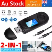 Bluetooth 5.0 Audio Transmitter Receiver LCD USB Adapter for TV PC Car AUX 3.5mm