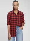GAP NWT Oversized Plaid Flannel Button Down Shirt -Red Buffalo Plaid- Size Small