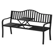 Outdoor Garden Bench with Foldable Table Black