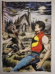 LOT 5 PCS Drawings: Zagor, Grande Blek, Kit Teller