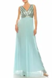 Decode 1.8 Sequined Chiffon Gown Size 14 16 Light Baby Blue NWT $359