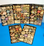 2013 HUGE GRAPHIC 45 RARE PLACE IN TIME SCRAPBOOK Chipboard Tags 1 & 2 Stickers