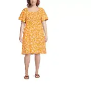Terra & Sky Women's Plus Size Flutter Sleeve Fit & Flare Dress, Size: 4X(28-30)