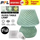 Mushroom Lamp Glass Table Bedside Lamps Striped Night Light Home Decor Green