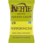 Kettle Brand PEPPERONCINI Potato Chips Peppery, Mild Heat, Tangy Vinegar 7.5 Oz.