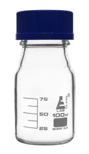 Eisco Labs 100ml Graduated Reagent Bottle with Screw Cap - Borosilicate Glass