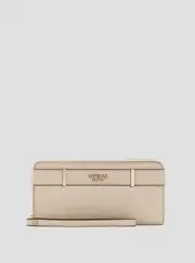 GUESS Women's Taupe Anadela Large Zip Wallet in Beige