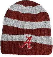 Alabama Crimson Tide Cuff Metallic Striped Beanie Hat - NCAA Cuffed Winter Knit Women's Cap, Crimson, One size