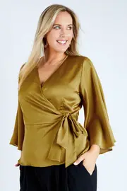 Belle Sheen Wrap Top--BLB-421