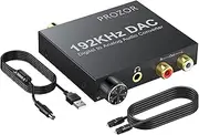 [PROZOR] Digital to Analog Converter 192kHz DAC Supports Volume control Digital Coaxial SPDIF Toslink to Analog Stereo L/R RCA 3.5mm Jack Audio Adapter for PS3 XBox HDDVD PS4 Home Cinema Systems AV Amps