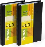 Hamosky 400-Card Business Card Holder Book – Business Card Page Holder Business Card Organizer Professional Name Card Book PU Leather Business Card Holders and ID Storage, 10.04 x 4.33x 0.78 Inches