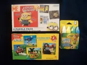 Despicable Me Minion & Mickey Mouse 4 Puzzle Pack & 4 Pk Crayola Sidewalk Chalk