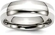 [JewelryWeb] Stainless Steel Engravable Silver Inlay 6mm Polished Band Ring Jewelry Gifts for Women - Ring Size Options Range: L to Z