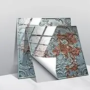 Tile Stickers 10Pcs Retro Metal Tile Stickers Crystal Wall Stickers Kitchen Stickers Wallpaper I Small