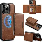 GoshukunTech for iPhone 13 Pro Wallet Case with Card Holder,for iPhone 13 Pro Magnetic Case[Detachable Card Pocket] Leather Flip Cover[Support Magsafe or Wireless Charging]-Brown