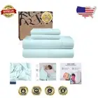 Lush Sateen Full Size Cotton Sheet Set – 4-Piece Luxury Bedding in Light Blue