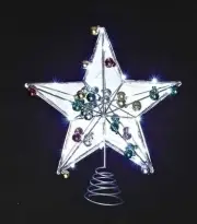 15" LED Lighted Battery Operated Mirrored Star Christmas Tree Topper with Timer