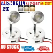 2x 12V LED Flexible Bed/Book Reading Light Caravan Lights with USB Charging Port