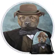Sir Edmund the Bulldog Cool and Funny Dog Round Beach Towel