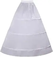 [YULUOSHA] Women Crinoline Petticoat 3 Hoops Skirt Elastic Half Slip A Line Underskirt for Wedding Ball Gown Bridal Dress