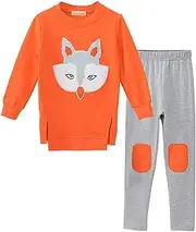 [Generic] Baby Girl Christmas Clothes Set Children's Leggings Suit Pattern Sweatshirt Two-Piece Cartoon Girls Girls Outfits&Set Matching Mommy Baby Girl Outfits Orange