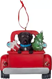 Kurt Adler Black Labrador in Back of Truck Hanging Ornament 5 in. High,