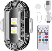 Car Exterior Ambient Strobe Light, Remote Control Auto Wireless LED Strobe Lights, Waterproof Rechargeable Car Exterior Warning Lamp for Motorcycle Sedan