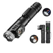 Multi-Function LED Flashlight with Magnetic Base,Rechargeable 90° Work Light