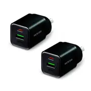 2x Microdia SmartCube Nano 30W Dual Port GaN USB-A USB-C Wall Charger Adapter BK