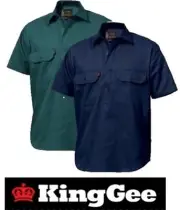 KING GEE PACK OF 2 MENS CLOSED FRONT SHORT SLEEVE DRILL WORK SHIRT K04060