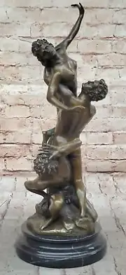 Signed Nude Artwork Sabine Women Bronze Marble Base Mythical Figurine Figure