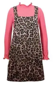 NWT Bonnie Jean Girls 8 Pink Long Sleeve Top Brown Leopard Print Jumper Dress